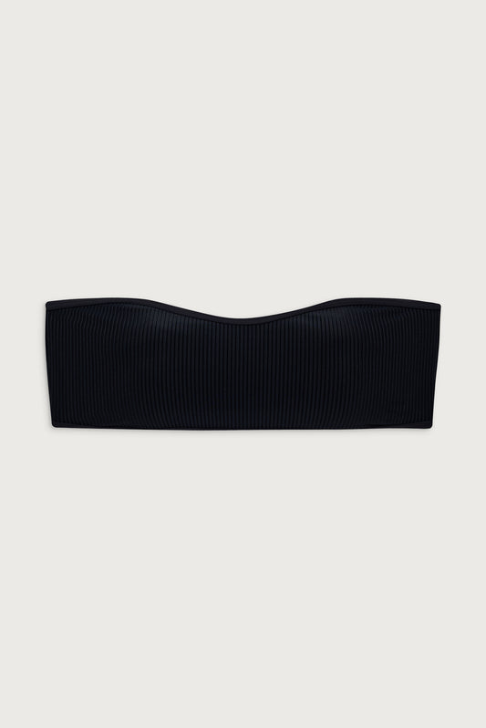 Rosabella ribbed bandeau bikini top black by Frankies Bikinis 