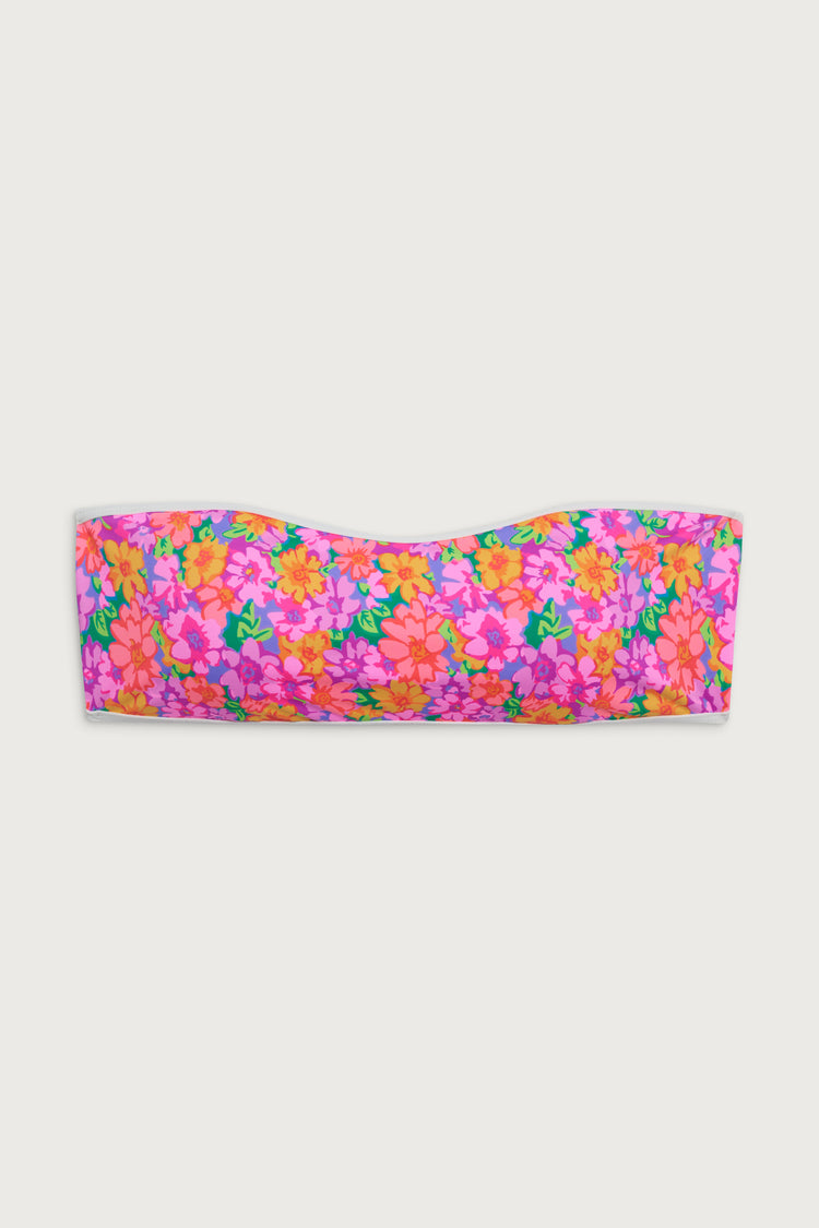 Lotus Daicy Print Bandeau Scarf String Tie Bikini Set