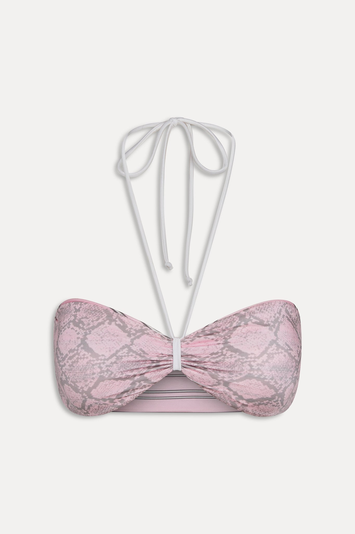 Rumi Reversible Satin Bikini Top  Pink Stripe