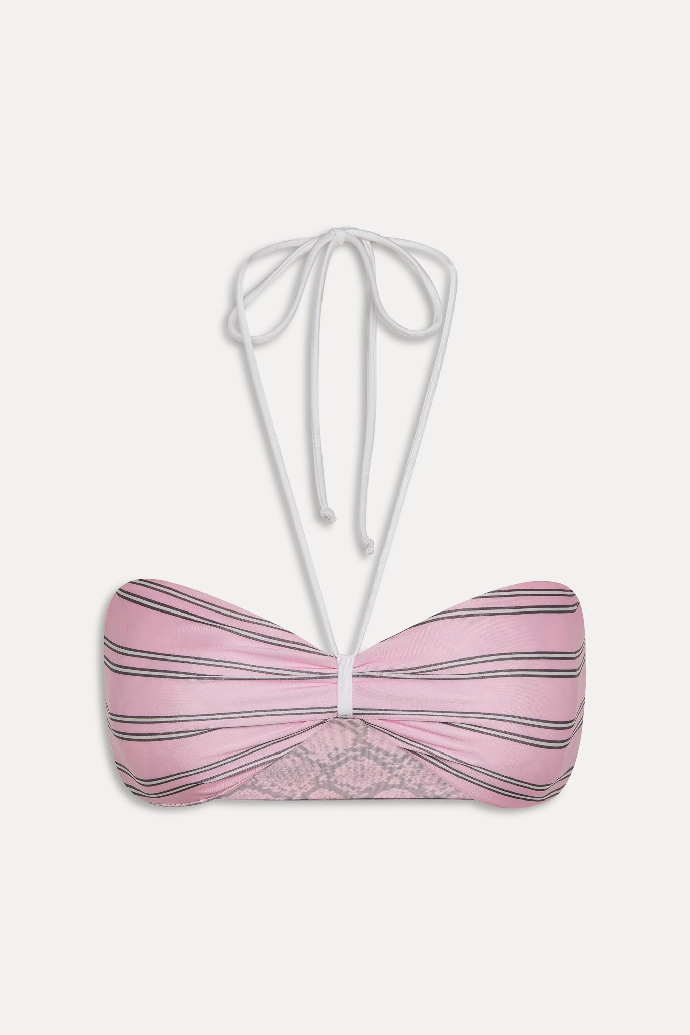 Rumi Reversible Satin Bikini Top  Pink Stripe