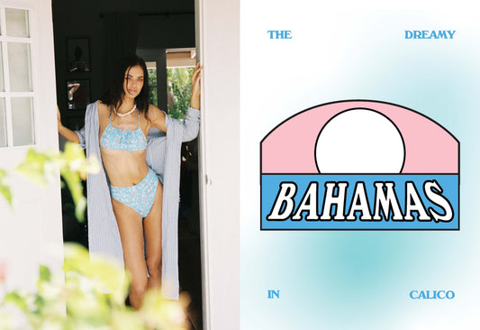 Dreamy Ruched Calico Bikini Top, Dreamy Calico High Waist Bikini Bottom by Frankies Bikinis 