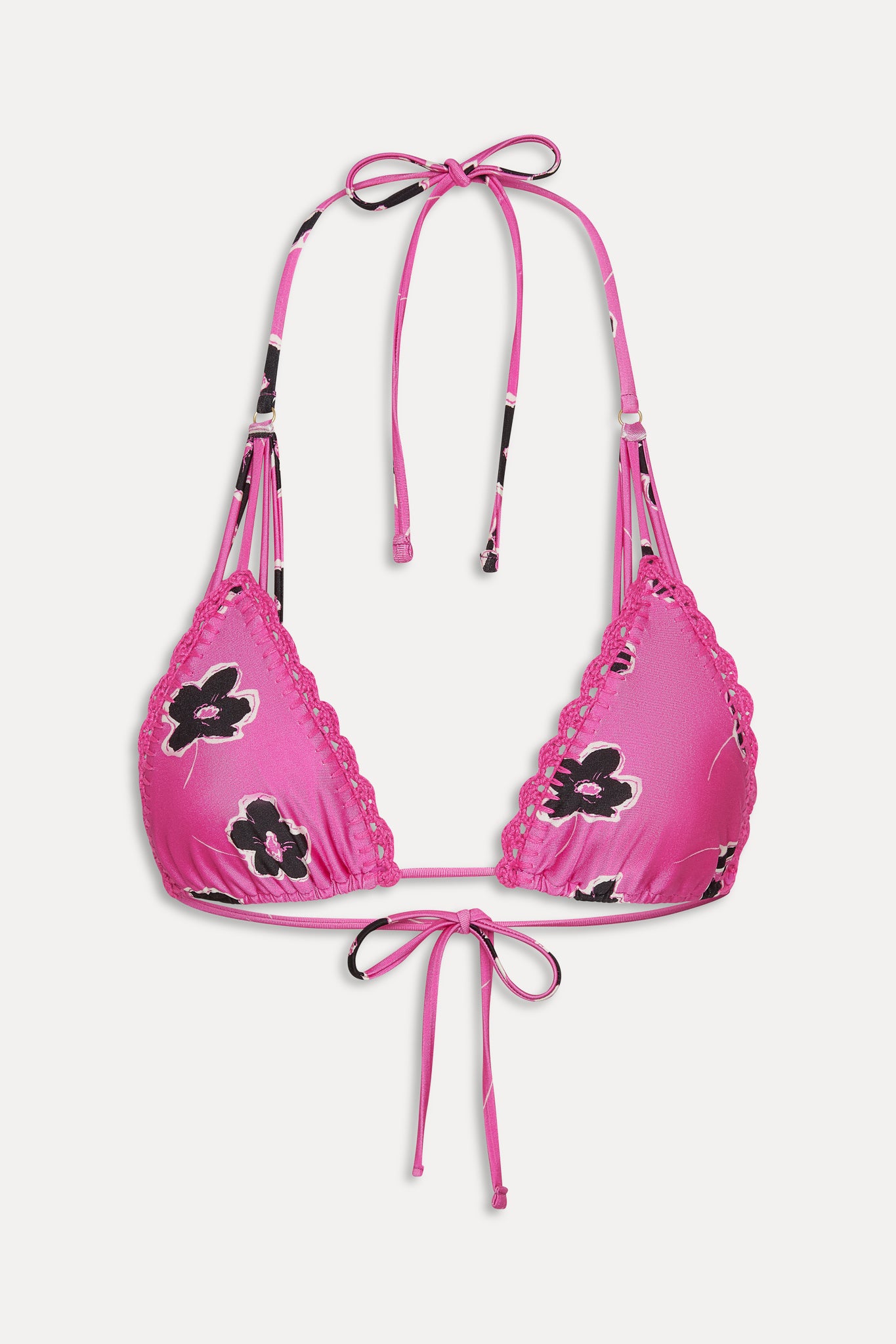 Sally Satin Triangle Bikini Top  Pink Fantasy