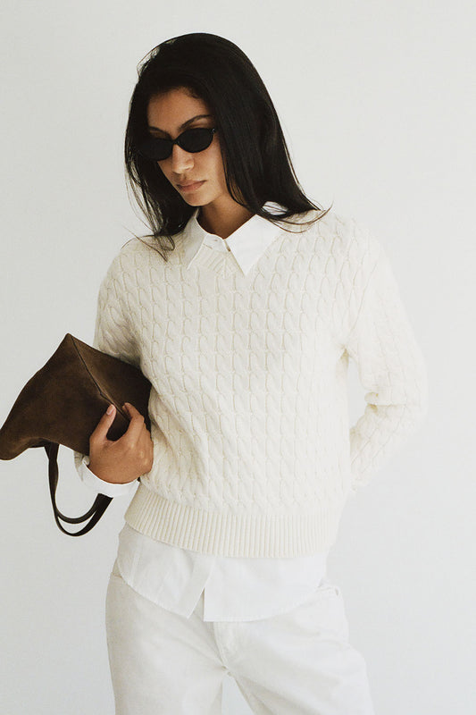 Product--Prince Cable Knit Sweater - Honeymoon