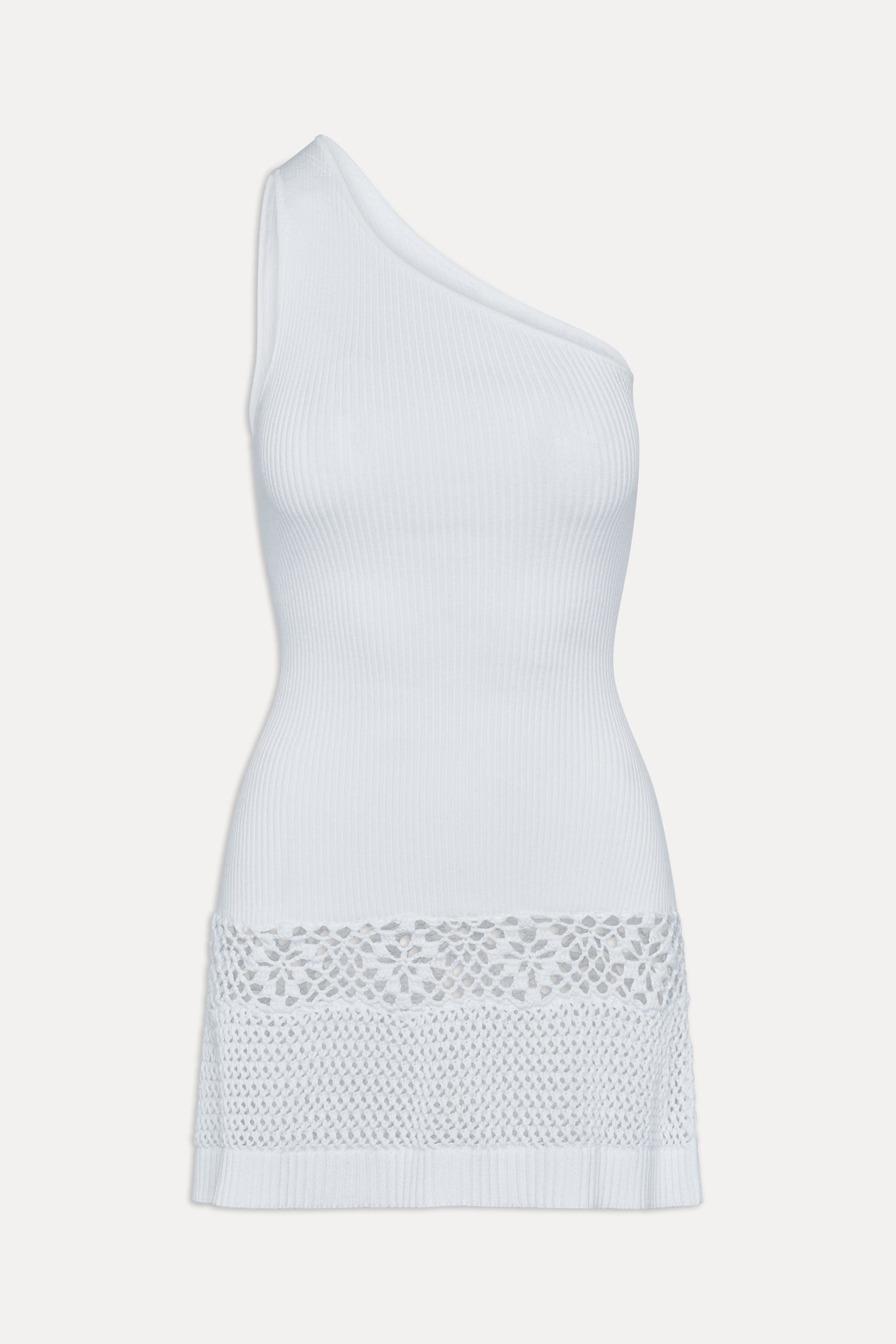 Serenade One Shoulder Crochet Dress  White