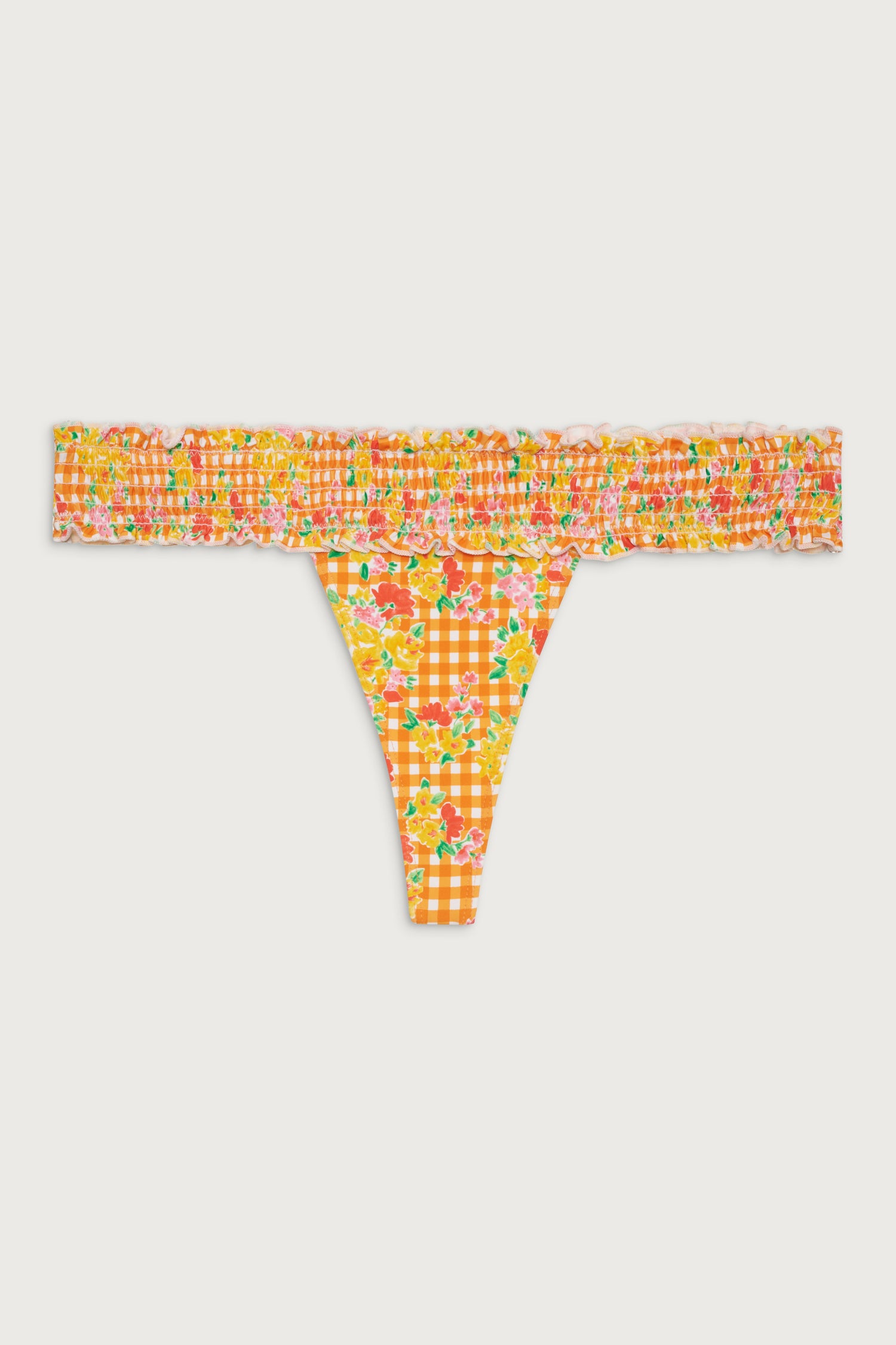 Sofia Floral Micro Bikini Bottom  Marigold Gingham