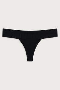 Sofia Ribbed Micro Bikini Bottom - Black
