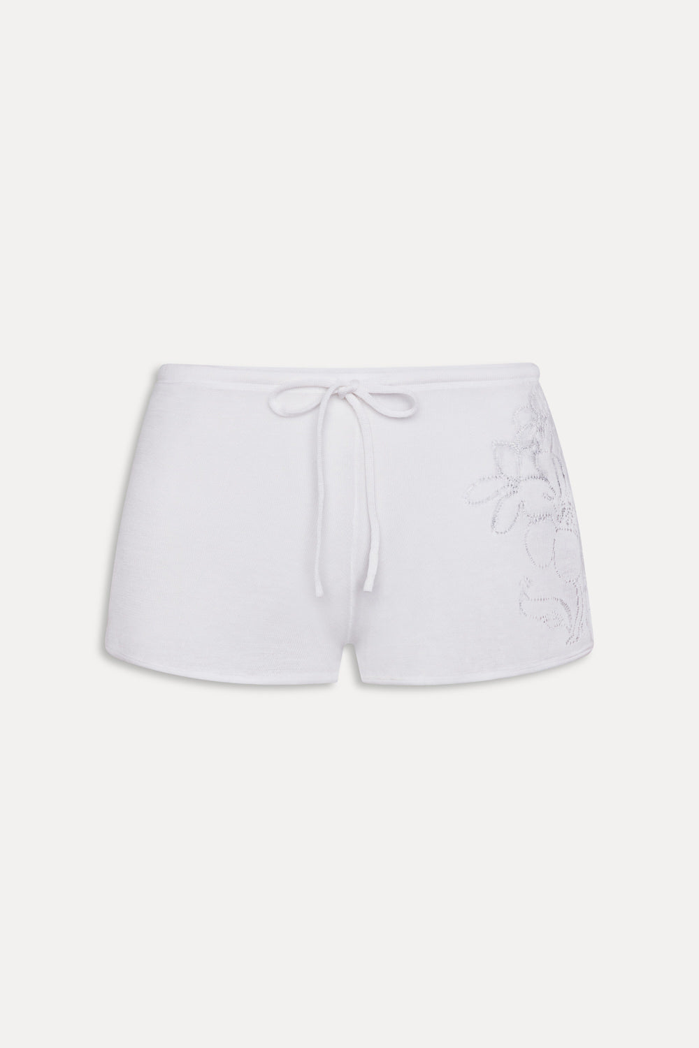 Sophie Knit Mini Shorts  White Hibiscus
