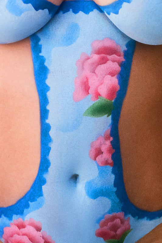 Danielle Floral Monokini One Piece Swimsuit Blue Daiquiri by Frankies Bikinis 