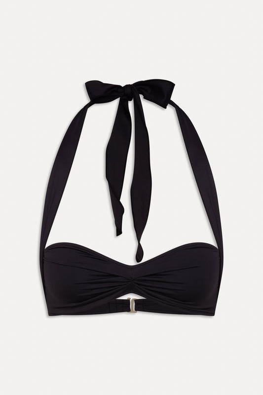 BELLA HADID Sunday Halter Bikini Top Black by Frankies Bikinis 