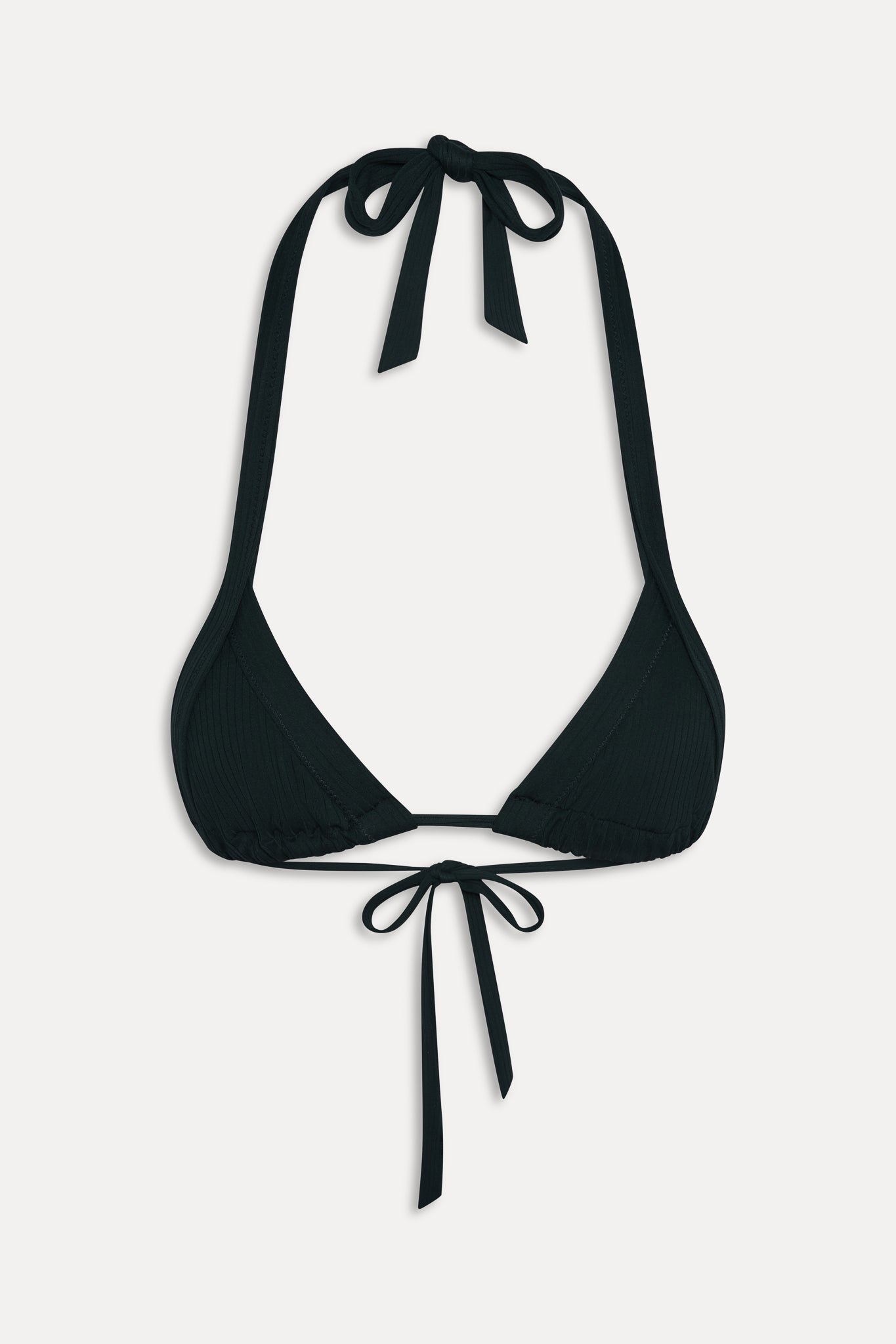 Taite Ribbed Triangle Bikini Top  Black