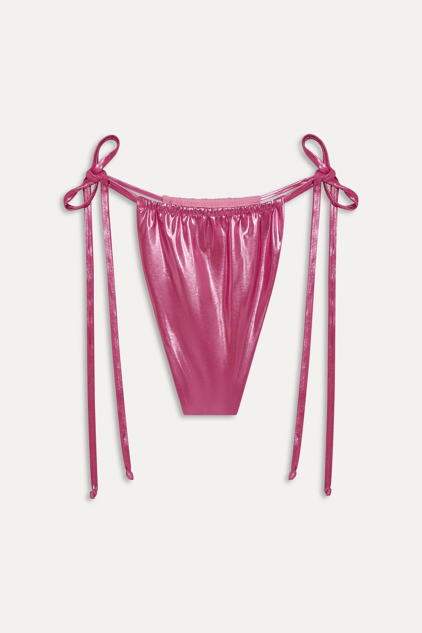 x KHY Tia String Metallic Bikini Bottom  Pink Chrome
