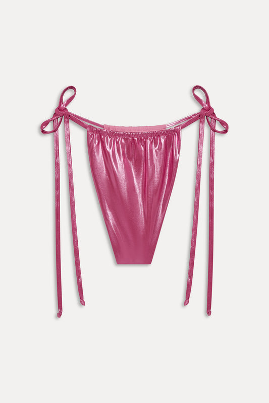 x KHY Tia String Metallic Bikini Bottom - Pink Chrome by Frankies Bikinis 