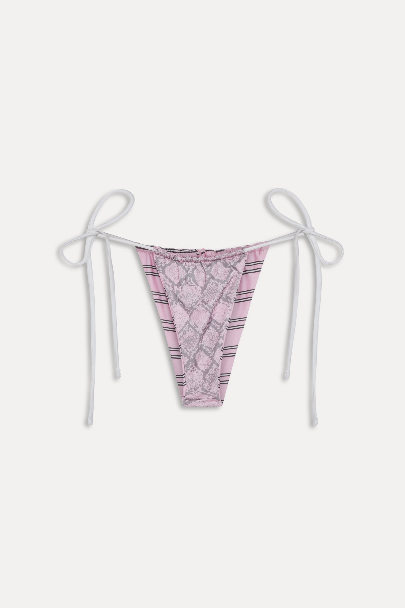 Tia Reversible Satin Bikini Bottom  Pink Stripe