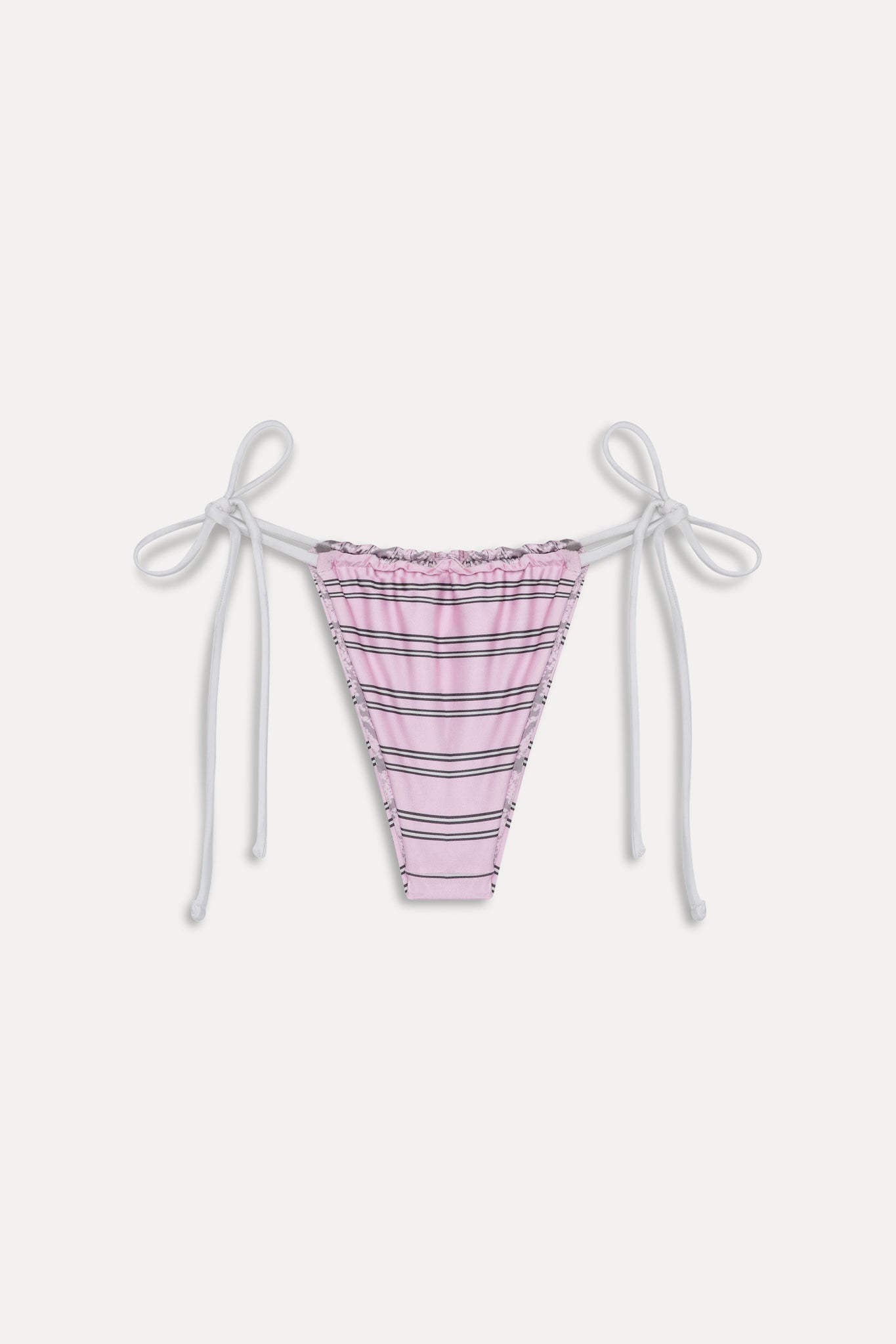 Tia Reversible Satin Bikini Bottom  Pink Stripe