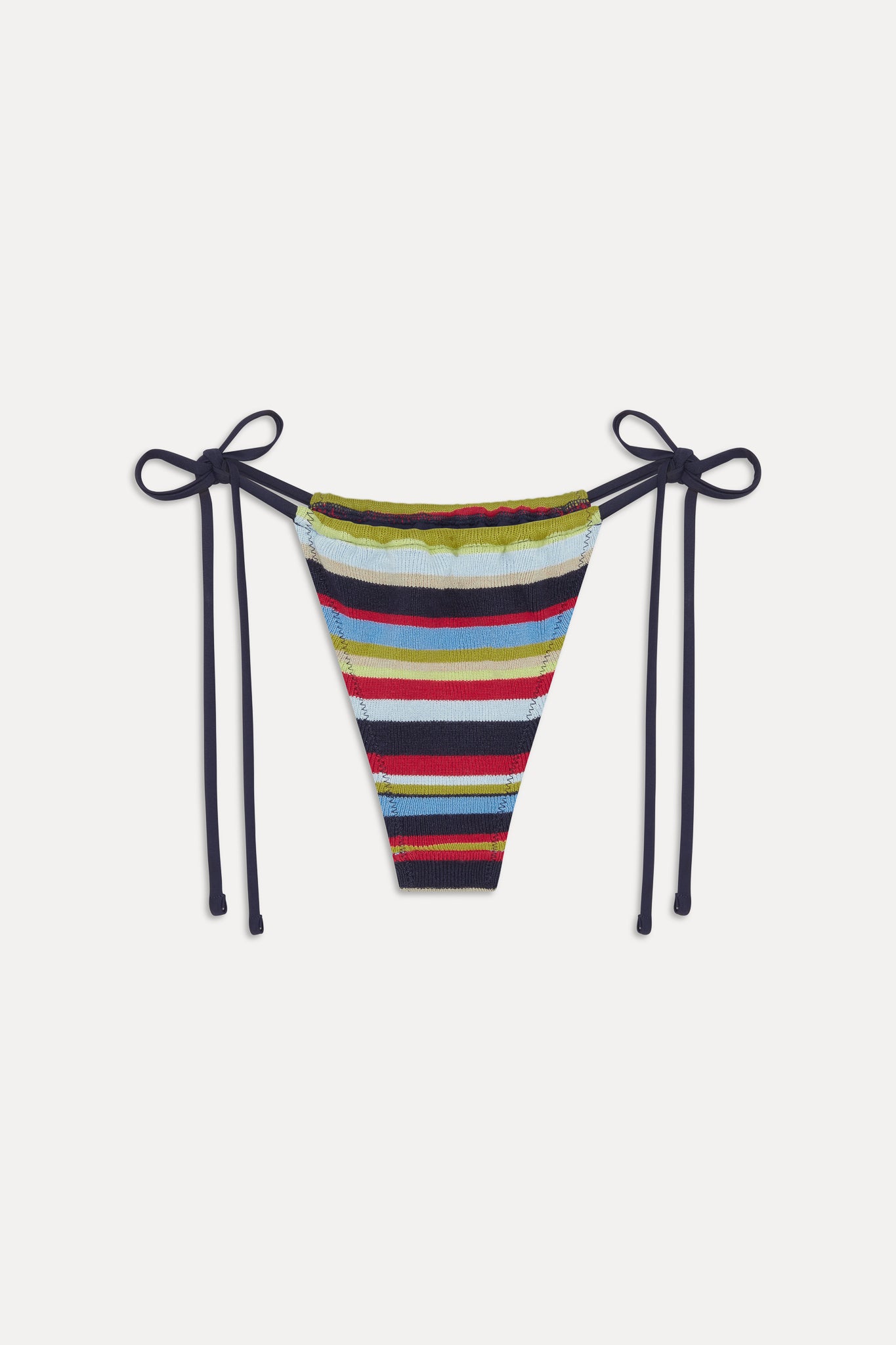 Tia Knit String Bikini Bottom  Retro Rainbow