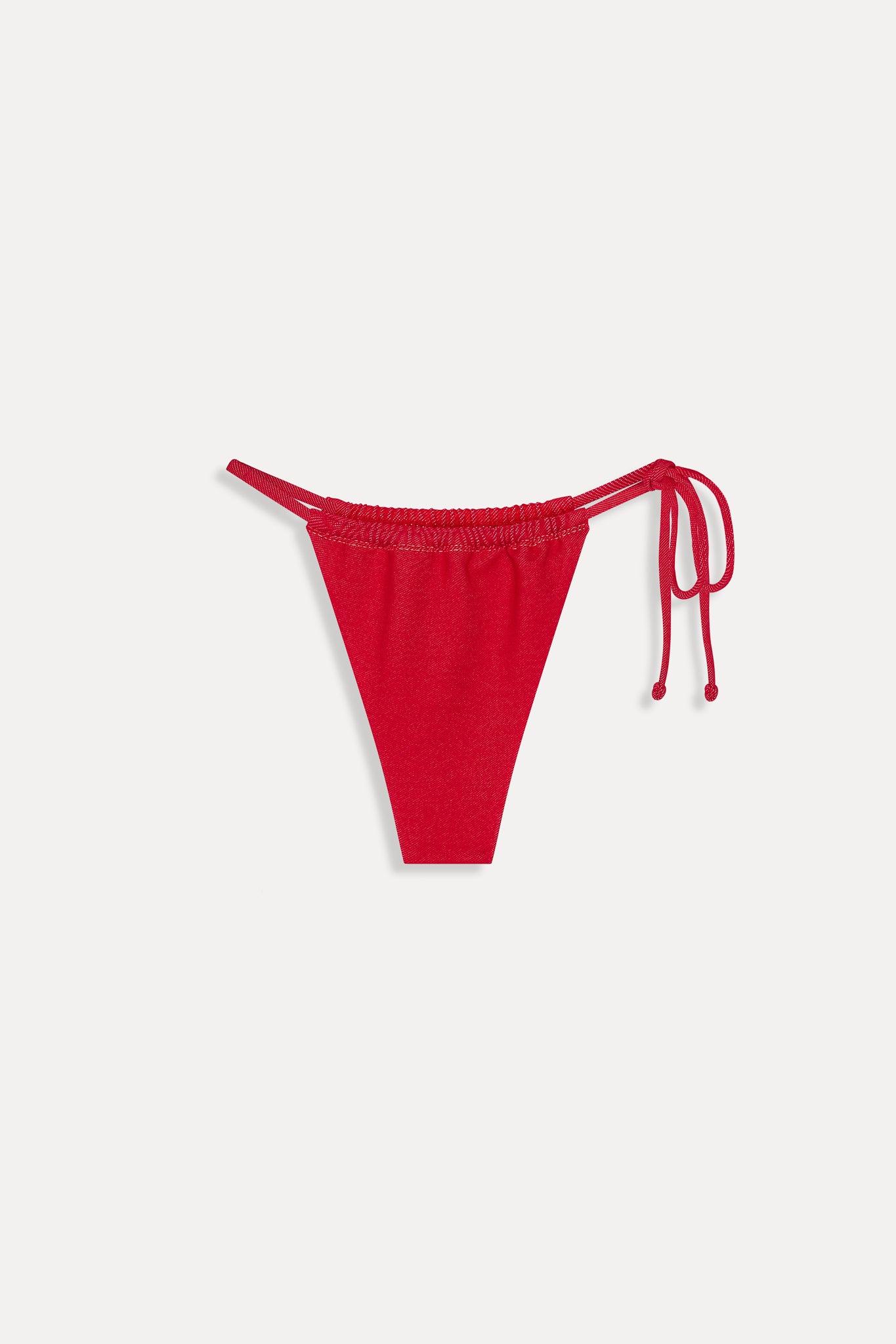 Tia Skimpy Denim Bikini Bottom  Red Denim