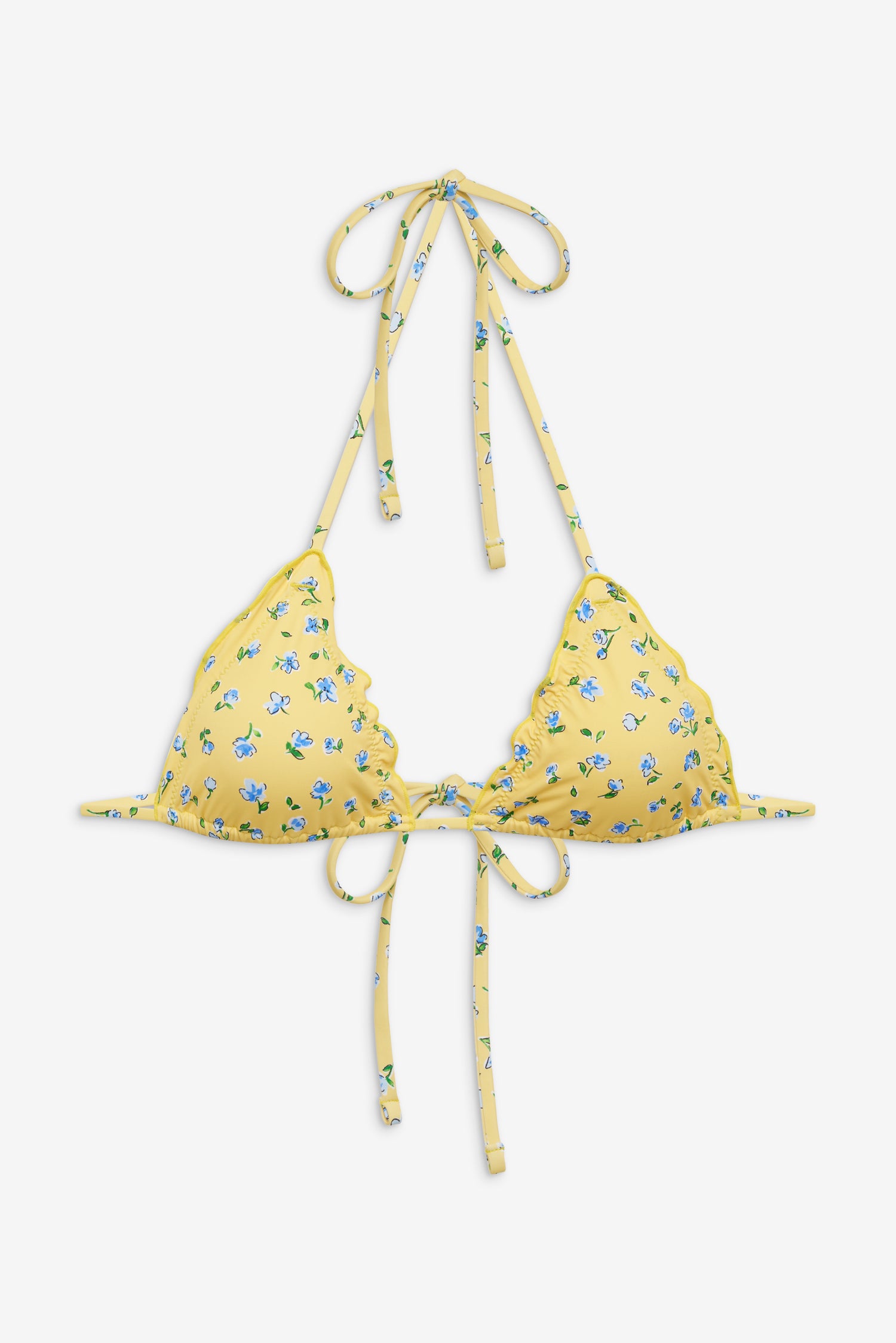 Tidal Floral Triangle Bikini Top  Sky Blossom