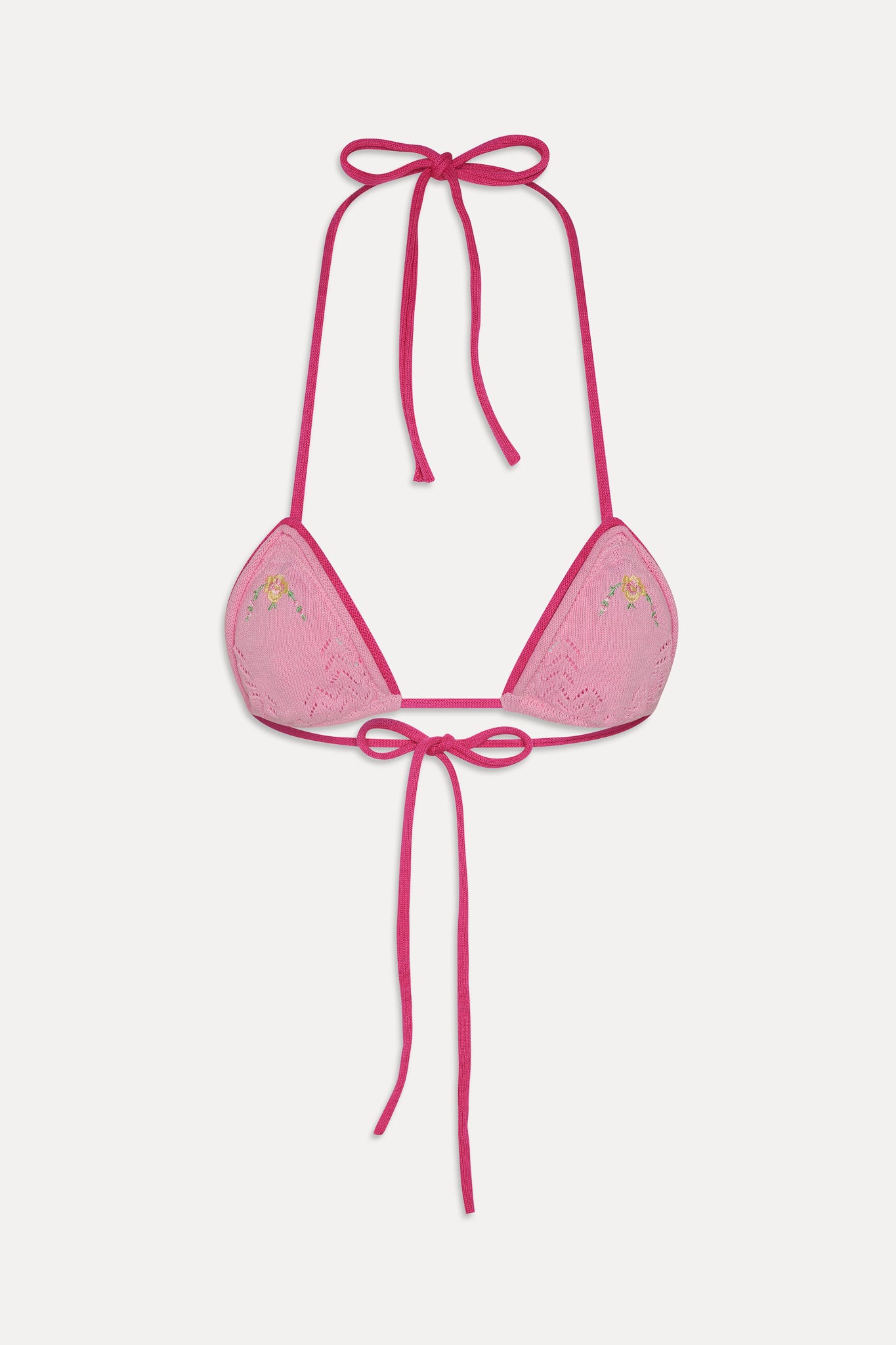 Tide Knit Triangle Bikini Top  Strawberry Lemonade