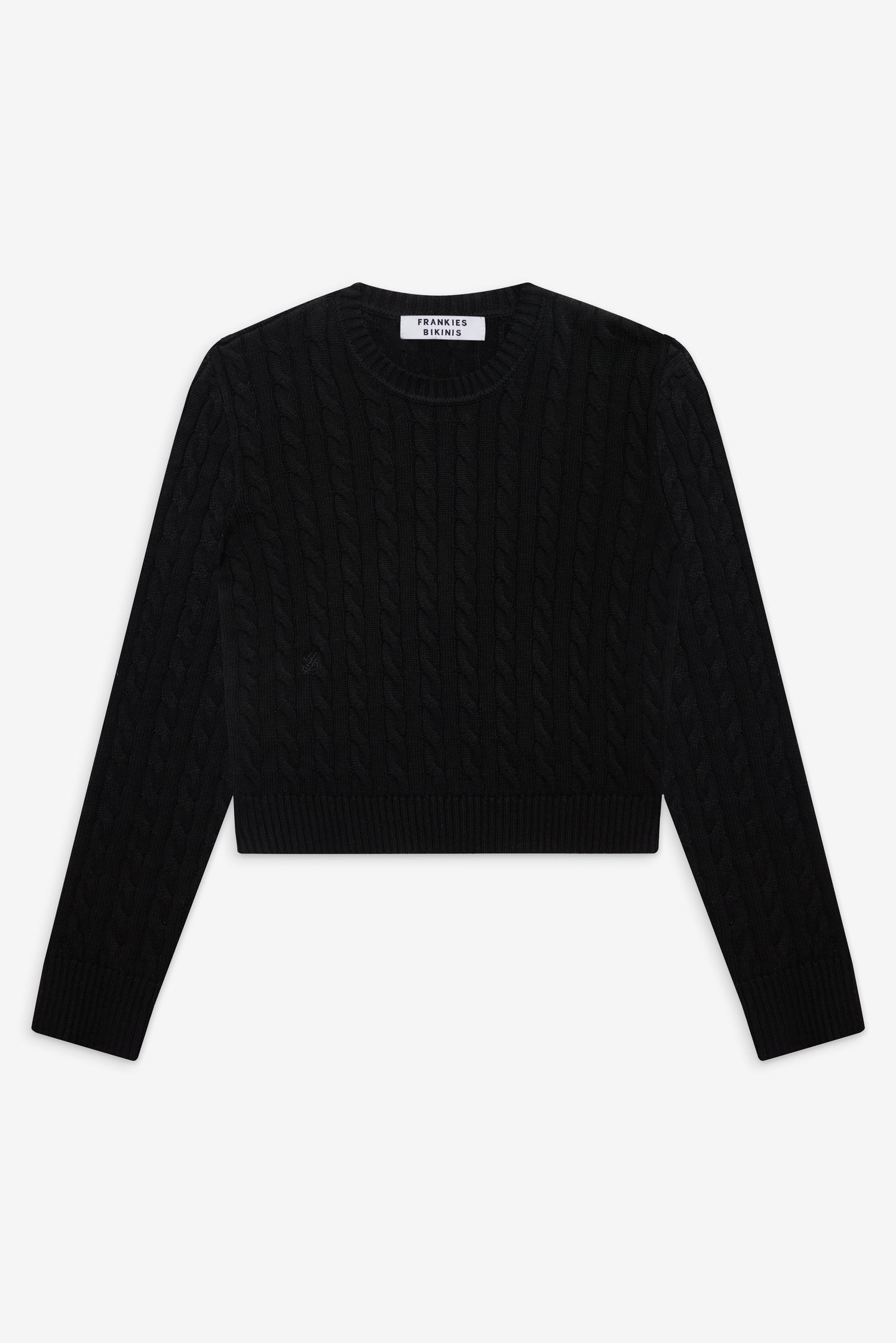 Varsity Cable Knit Sweater  Black