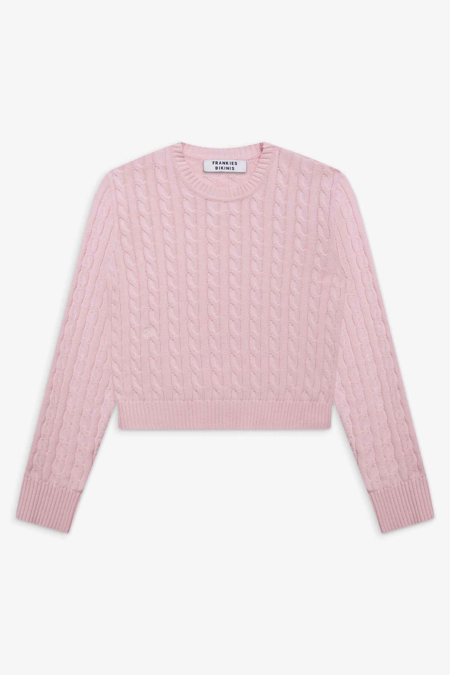 Varsity Cable Knit Sweater  Cozy Pink