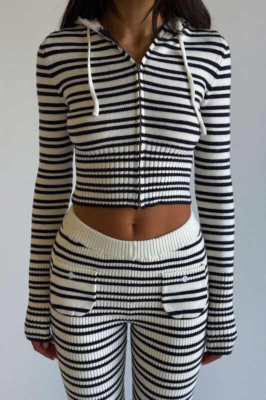 Product--Aimee Knit Zip Up Hoodie - Starlit Stripe