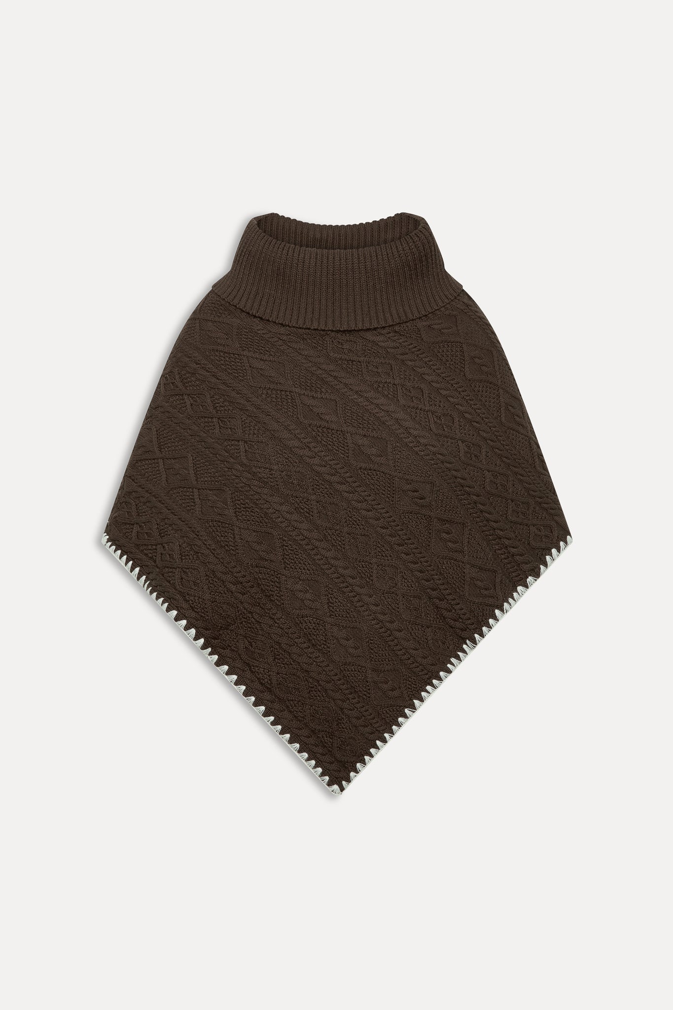 Windswept Cotton Knit Poncho  Chocolate Brown