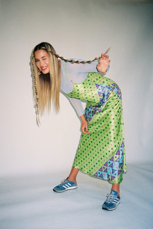 Isabelle Satin Versailles Floral Long Dress by Frankies Bikinis 