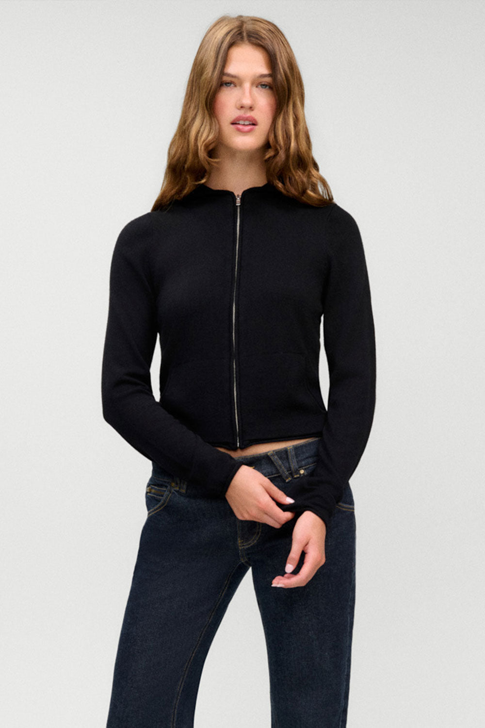 Calvin Knit Zip Up Hoodie  Black