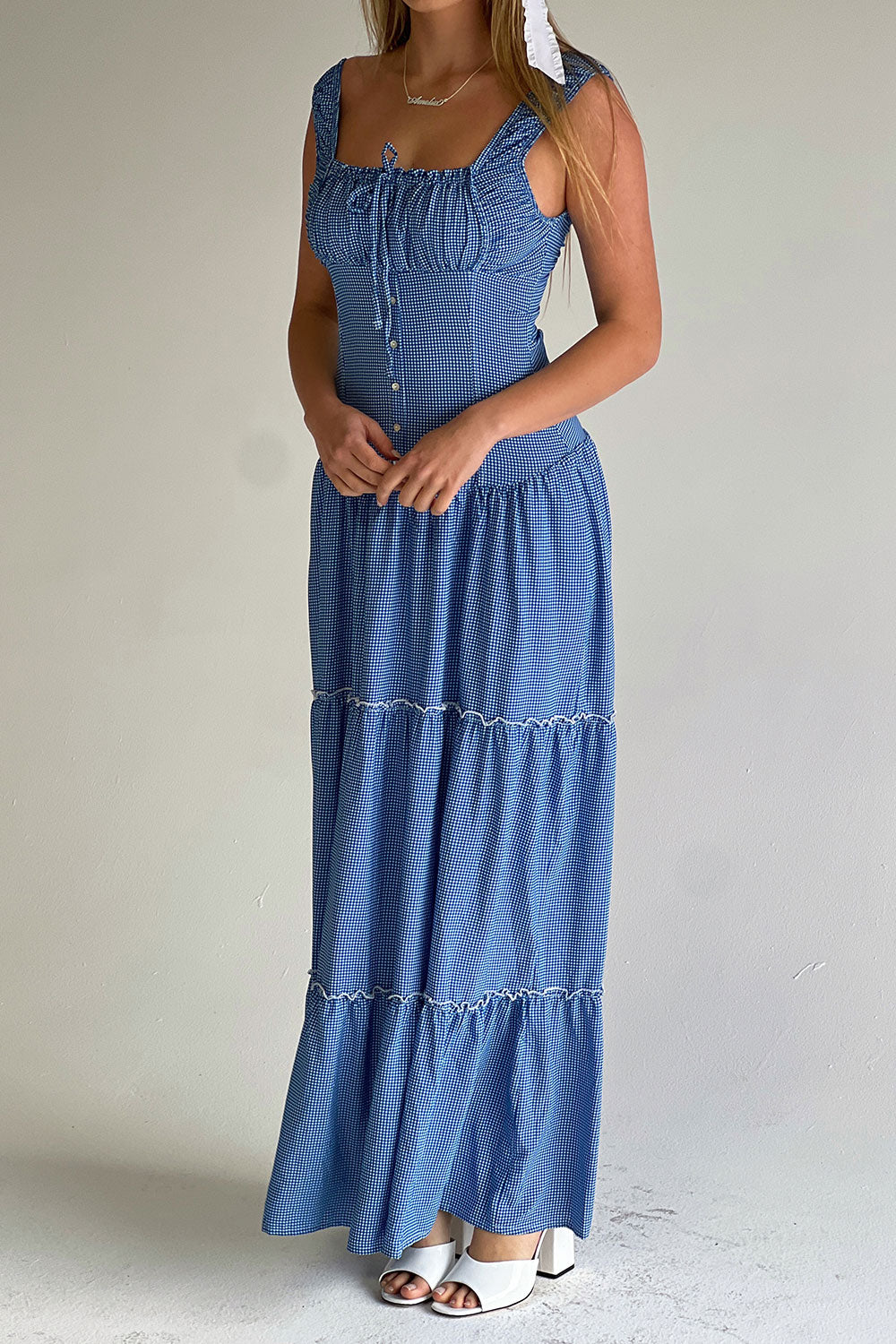 Christabelle Ruffle Maxi Dress - Sailor Gingham Christabelle Ruffle Maxi Dress - Sailor Gingham