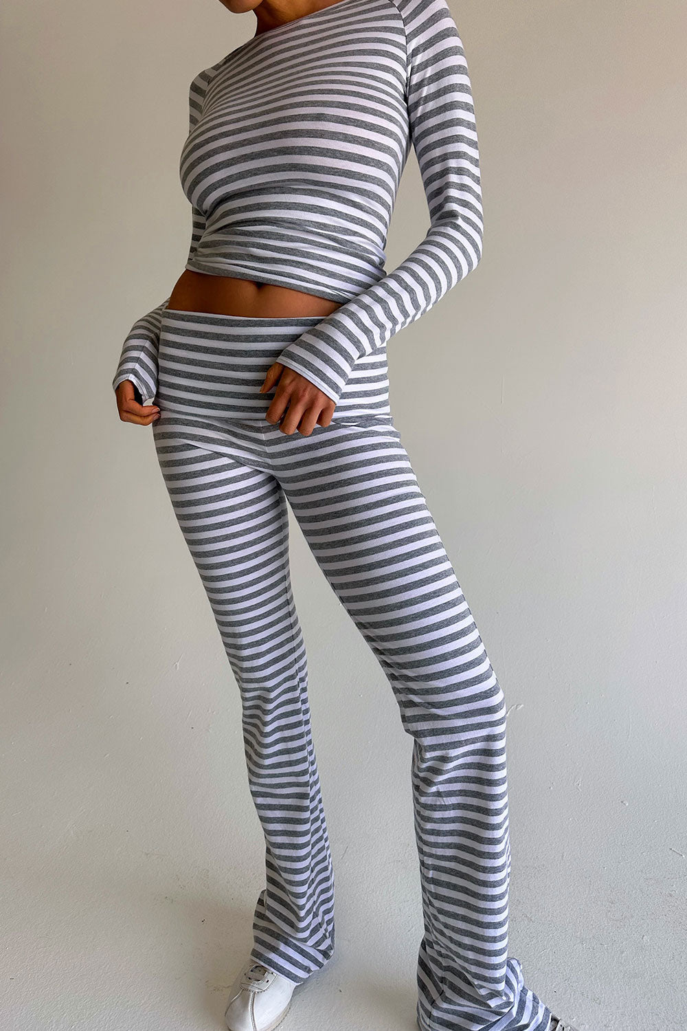 Avenue Cotton Flare Legging  Hazy Stripe