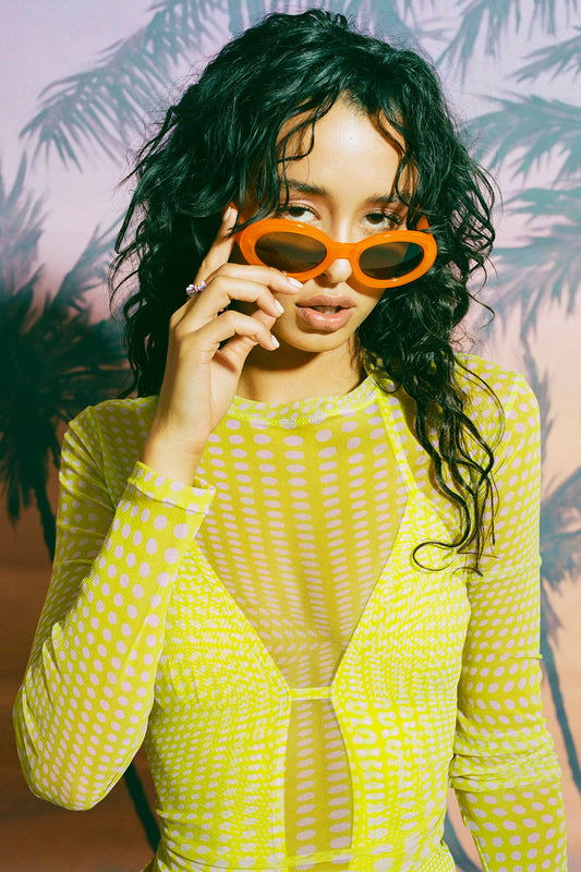 High Summer Drop 4 Amanda Yuma Print One Piece and Ember Mesh Long Sleeve Yuma Print by Frankies Bikinis 