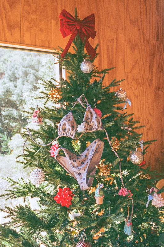 Tia Waffle Triangle Bikini Top Apres Ski and Enzo Waffle Cheeky Bikini Bottom Apres Ski by Frankies Bikinis 