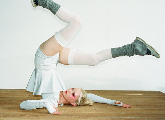 Pilates Princess Odette Long Sleeve Top Icy Gray and Star Low Rise Skort Icy Gray by Frankies Bikinis 