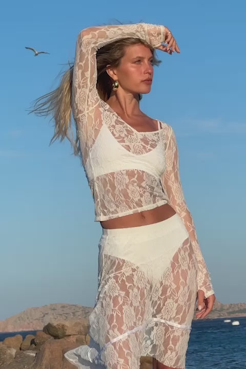 White Lace Sheer Tank Top - white / S