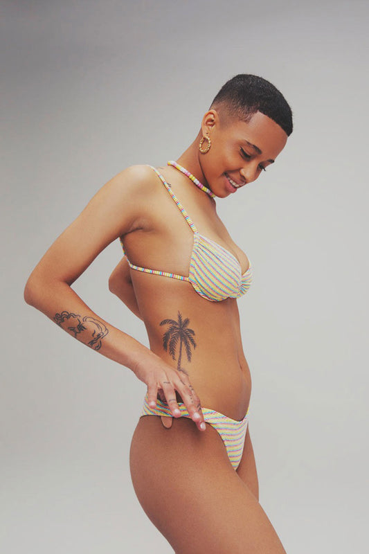 Pride Campaign Maggie Underwire Bikini Top and Boots Bikini Bottom Lovers Stripe Terry by Frankies Bikinis 