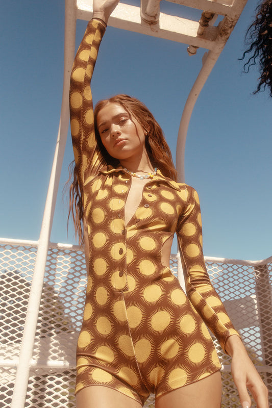 Resort 22 Drop 1 Holden Terry Golden Print Romper by Frankies Bikinis 