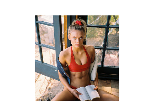 Red Scrunched Halter Bikini Top by Frankies Bikinis 