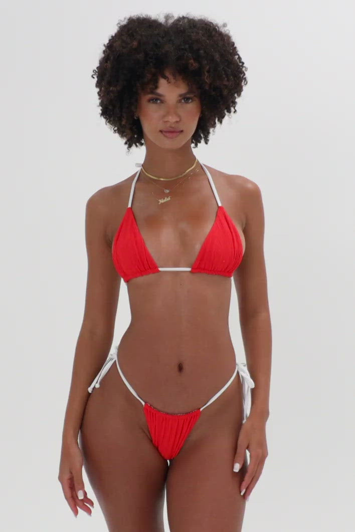 Tia Textured Triangle Bikini Top Flame Video