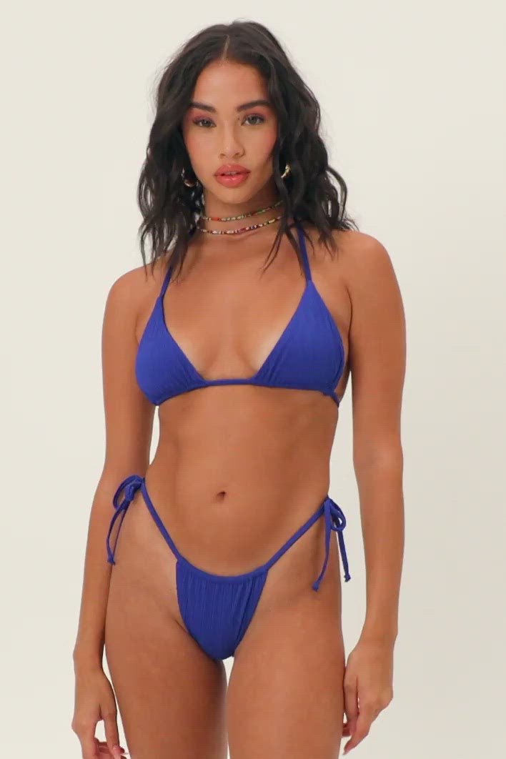 Tia Plisse Cerulean Triangle Bikini Top Video