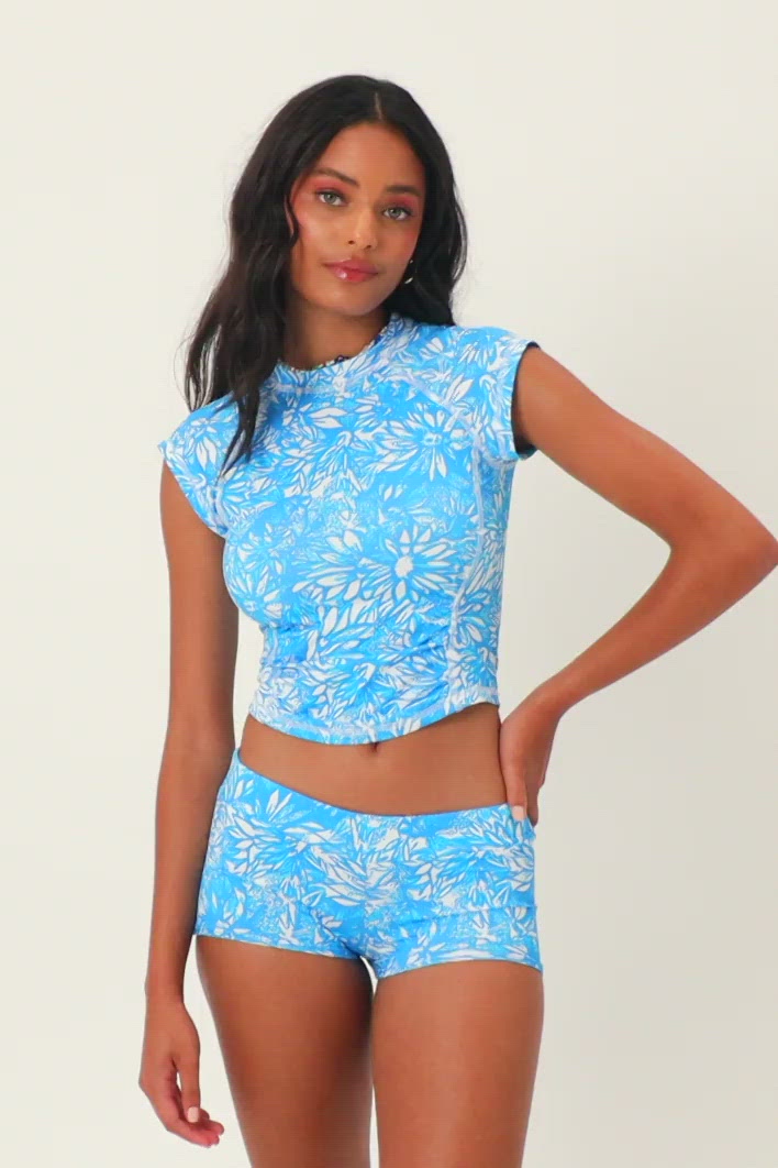 Blue Floral Crop Top Bikini – AB BEACHWEAR
