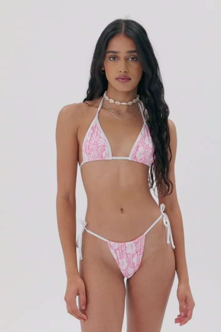 Tia Floral Triangle Bikini Top Sand Sugar Video
