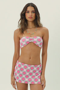 Jeanette Terry Pink Daisy Strapless Bikini Top Video