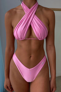 Bash 90's Pink Satin Wrap Bikini Top
