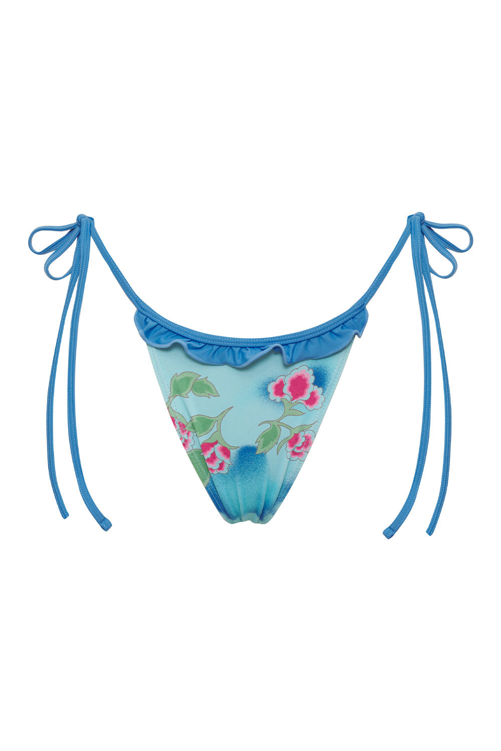 Camilla Floral String Bikini Bottom - Blue Daiquiri