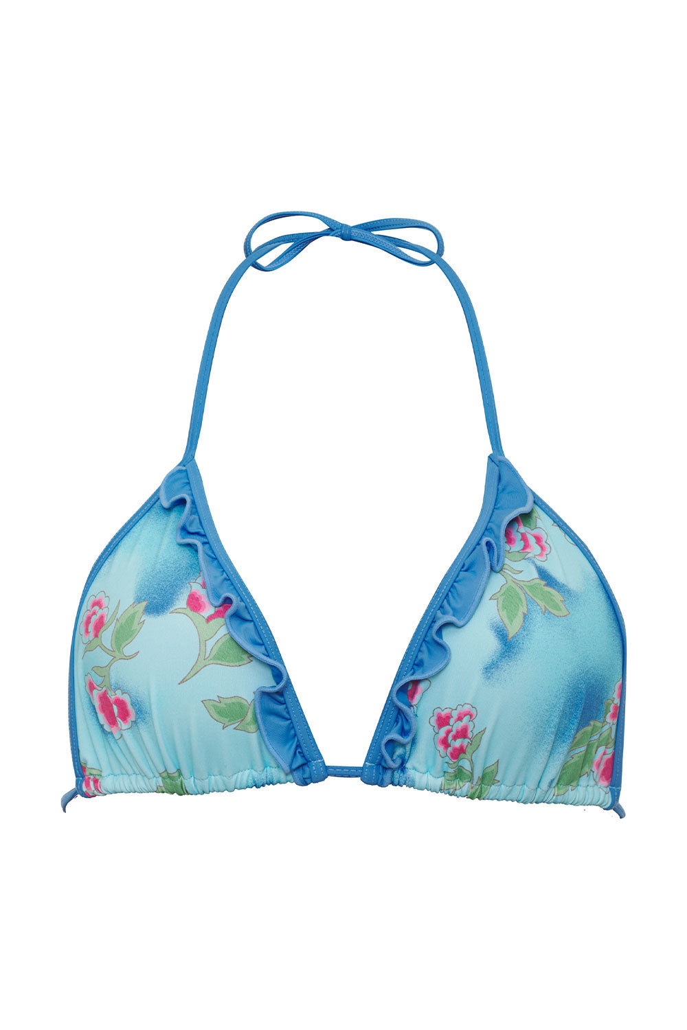 Camilla Floral Triangle Bikini Top - Blue Daiquiri