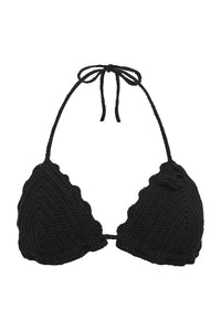 Chloe Triangle Crochet Bikini Top Black