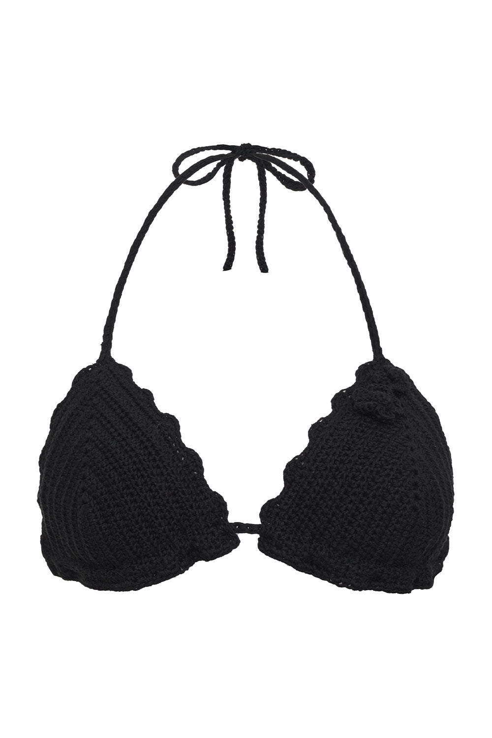 Chloe Triangle Crochet Bikini Top - Black
