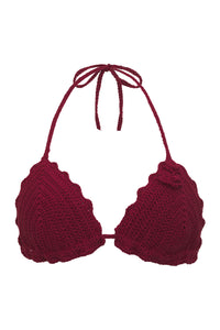 Chloe Triangle Crochet Bikini Top Ruby