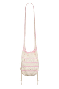 Eloise Crochet Drawstring Bag White