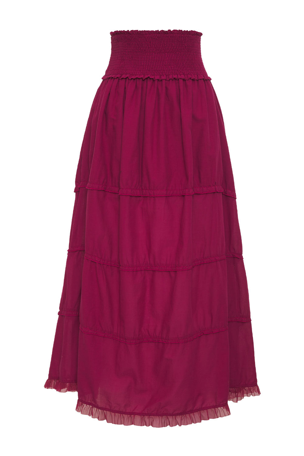 Evangelina Ruffle Maxi Skirt - Bordeaux